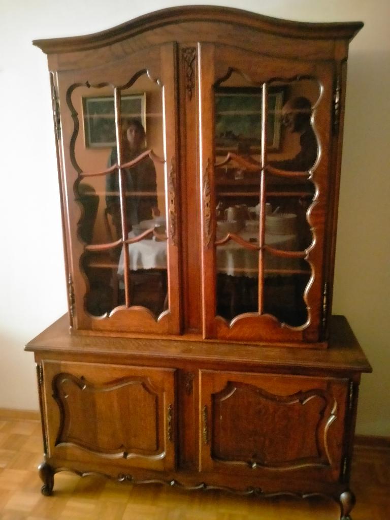 antieke buffetkast stijl Queen Ann, Ophalen, Glas, 100 tot 150 cm, Queen Ann