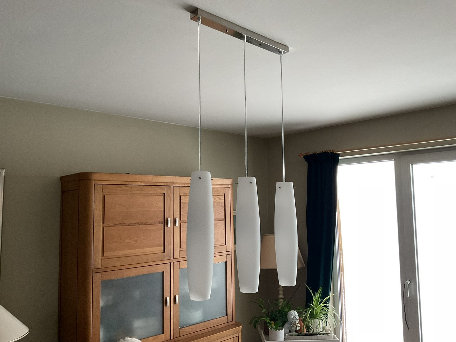 Ophangsysteem met 3 grote hanglampen, Enlèvement, Comme neuf