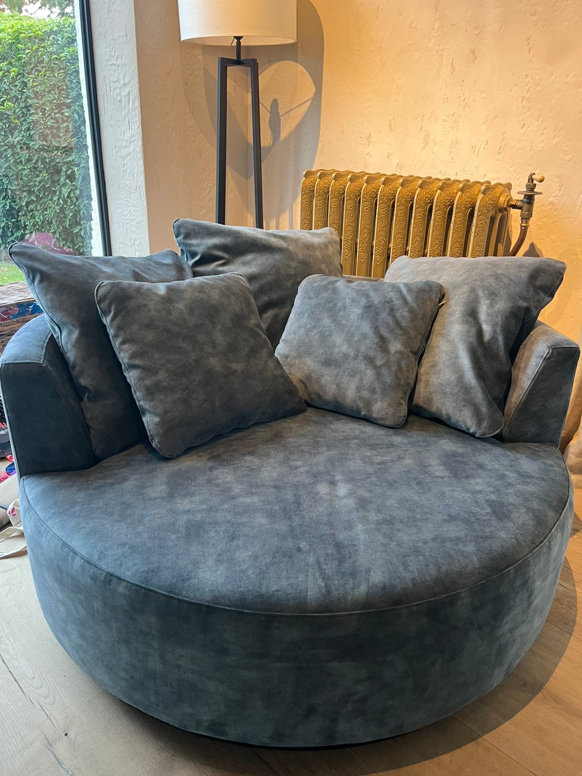 Ronde zetel (kleur adore niagara), Huis en Inrichting, Ophalen, Zo goed als nieuw