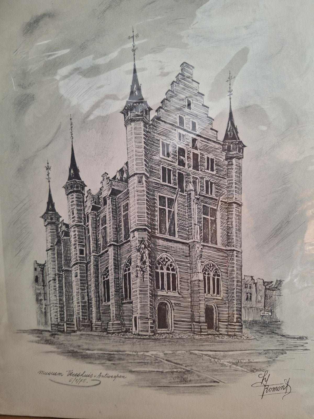 ets  van Fromont, Antwerpen Vleeshuis, Ophalen, Ets