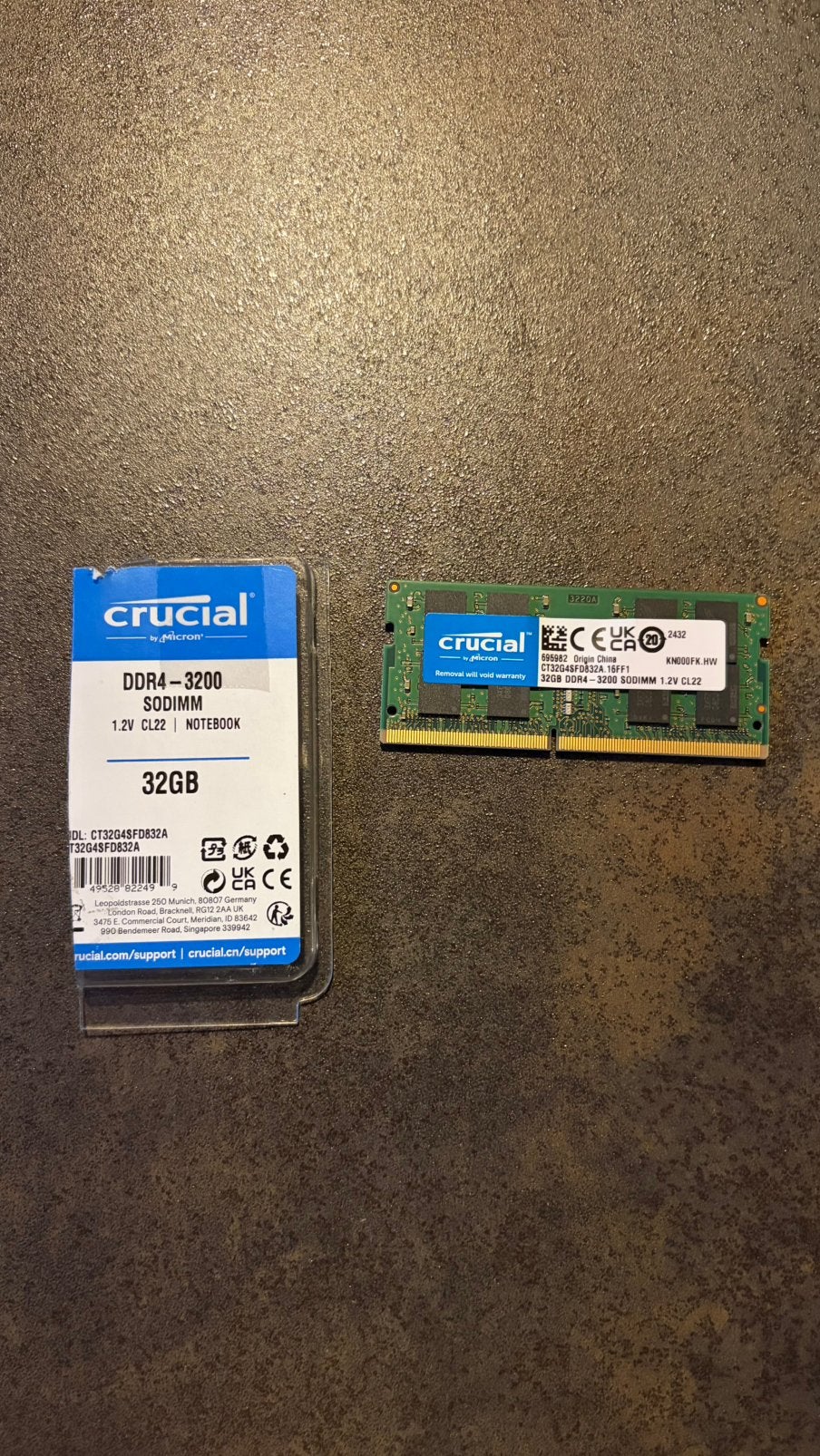 Crucial DDR4-3200 sodimm 32GB, Computers en Software, Ophalen, 32 GB, DDR4, Zo goed als nieuw