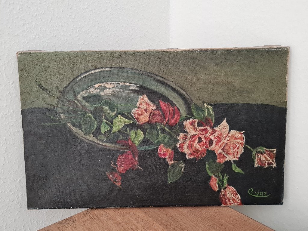 Zeer mooi schilderij op doek -stilleven naar constanze balwé, Ophalen of Verzenden, Stilleven, Doek