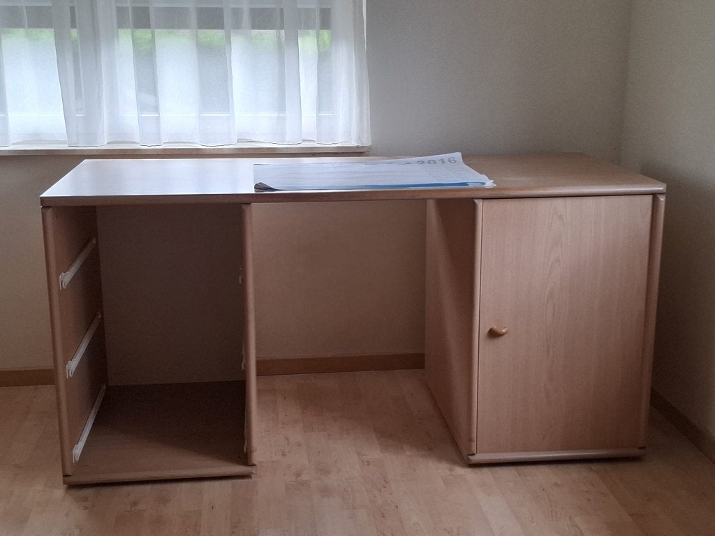 Bureau d'étude robuste avec tiroirs et armoire (150x65 cm), Maison & Meubles, Autres marques, 150 cm, 65 cm, Comme neuf