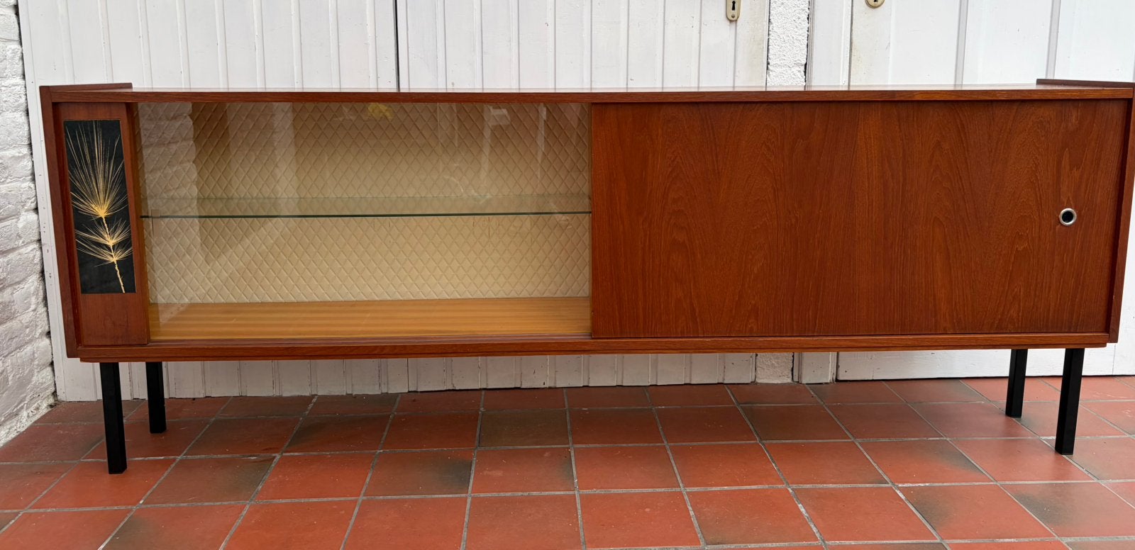 Scandinavisch vintage teakhouten dressoir, Huis en Inrichting, Kasten | Dressoirs, Ophalen, Zo goed als nieuw, Teakhout, Met deur(en)