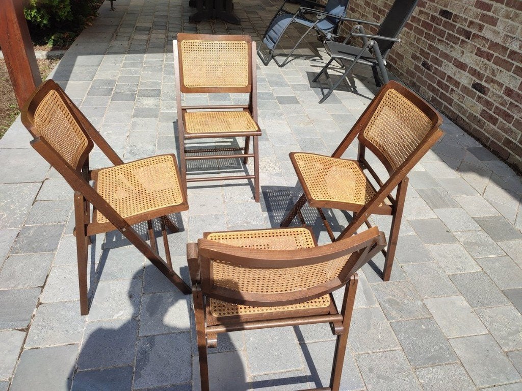 Chaises cannées pliantes années 60 ou 70, Antiquités & Art, Enlèvement