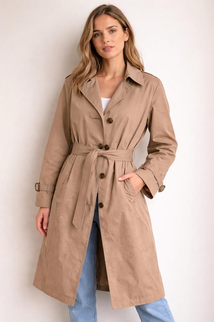 London Fog Trench-coat vintage femme, veste beige, taille L, Enlèvement ou Envoi, Comme neuf, Taille 42/44 (L), Beige