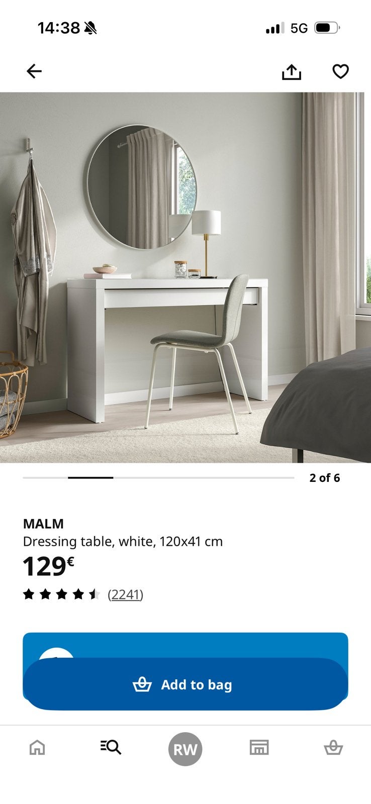 MALM DRESSING TABLE, Huis en Inrichting, Ophalen, Zo goed als nieuw