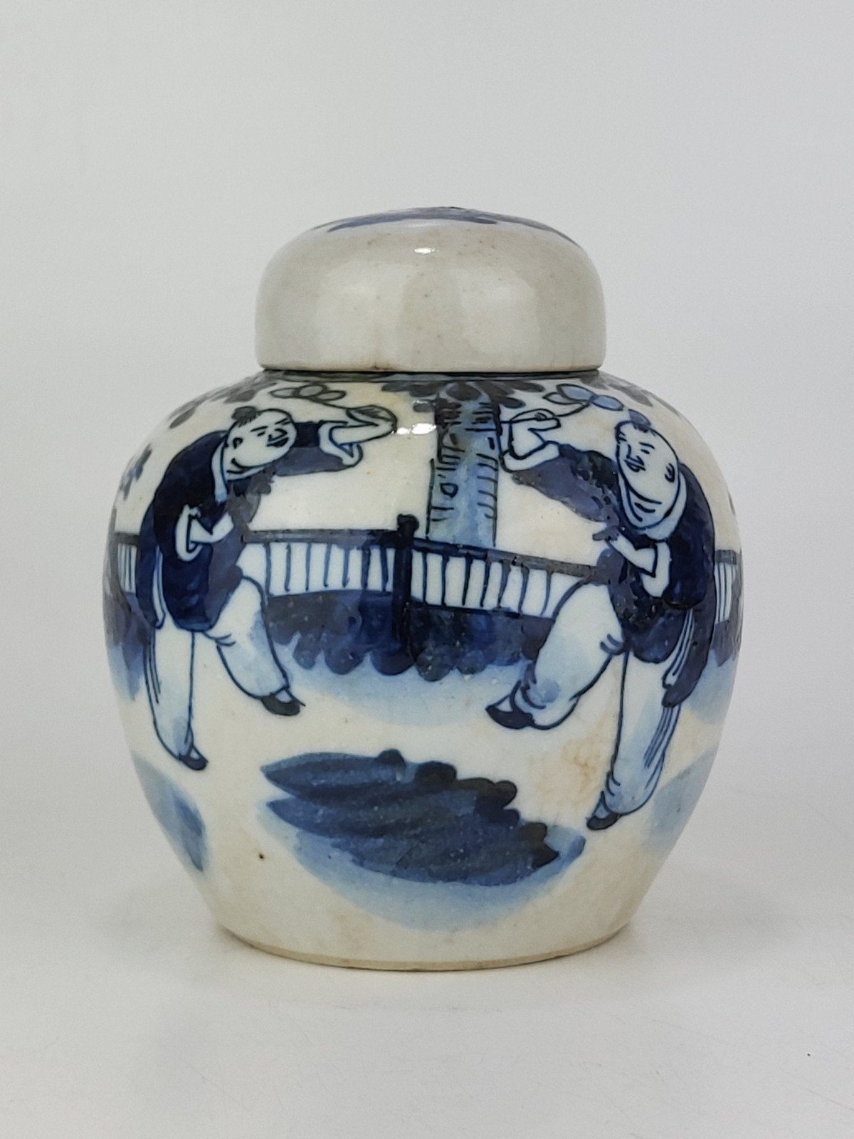Bocal et couvercle chinois anciens bleus et blancs, Bleu, Enlèvement ou Envoi