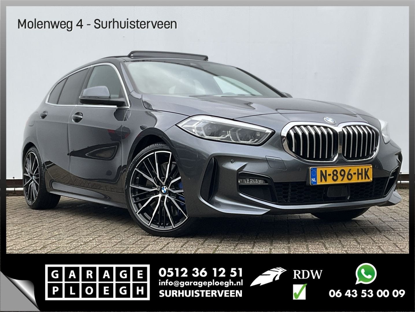 BMW 120 1-serie 120i M-Sport Automaat Pano.dak Leer Stoel/St, Autos, BMW, Argent ou Gris, Achat, Entreprise, Berline