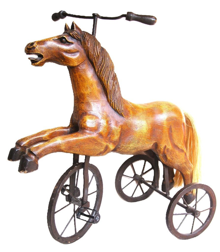 vintage driewieler paard., Ophalen