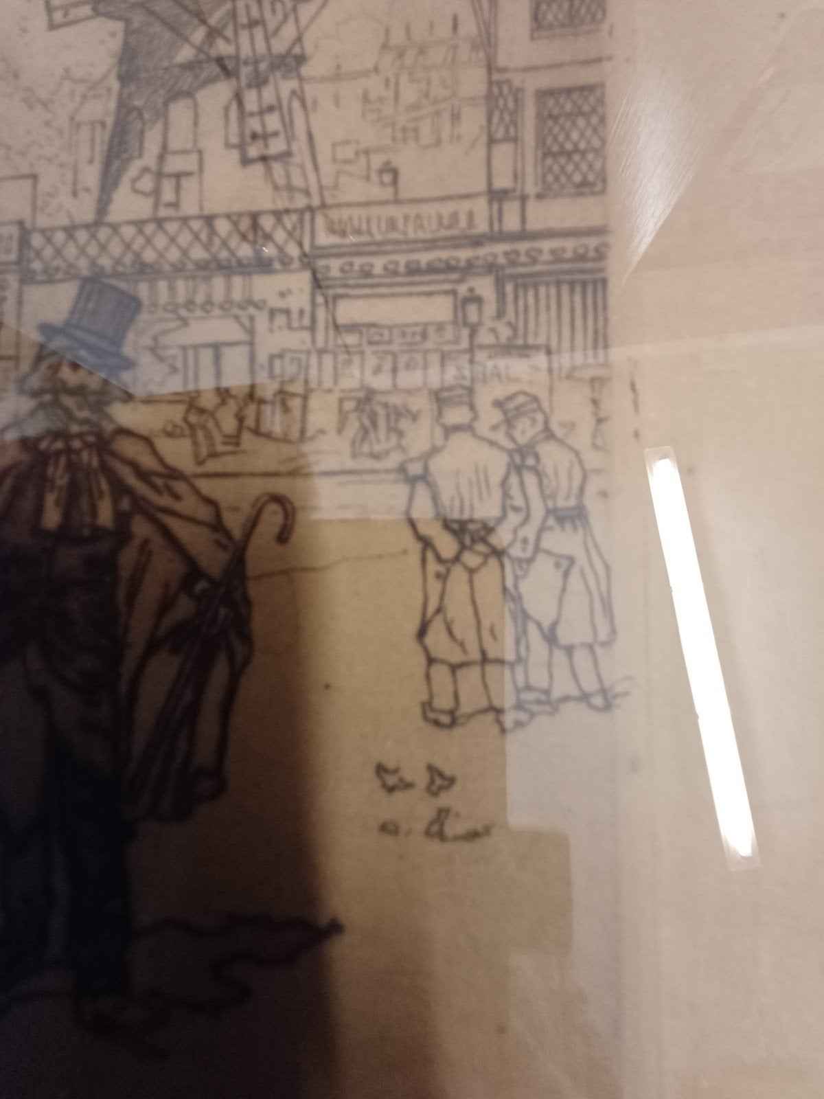 1 oud fort uit het water, 1900 Paris Monmartre, 1800 - 1899, Ets, Ophalen of Verzenden, 25 cm