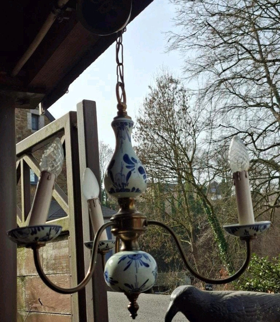 ensemble de 2 lustres anciens style Delft, Enlèvement ou Envoi