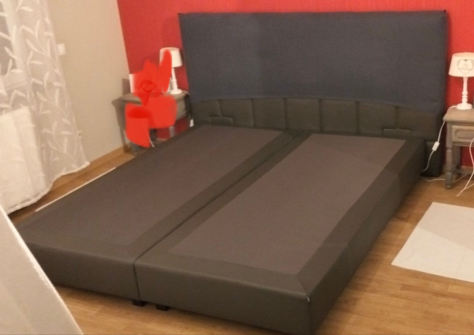 boksspring 180x200 (Zonder matras), Gris, Enlèvement, Utilisé, 180 cm