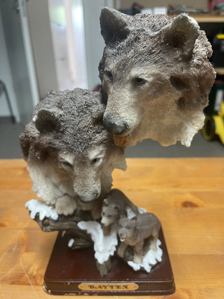 Famille de loups Baytex sur socle, Verzamelen, Beelden en Beeldjes, Ophalen, Zo goed als nieuw, Dier