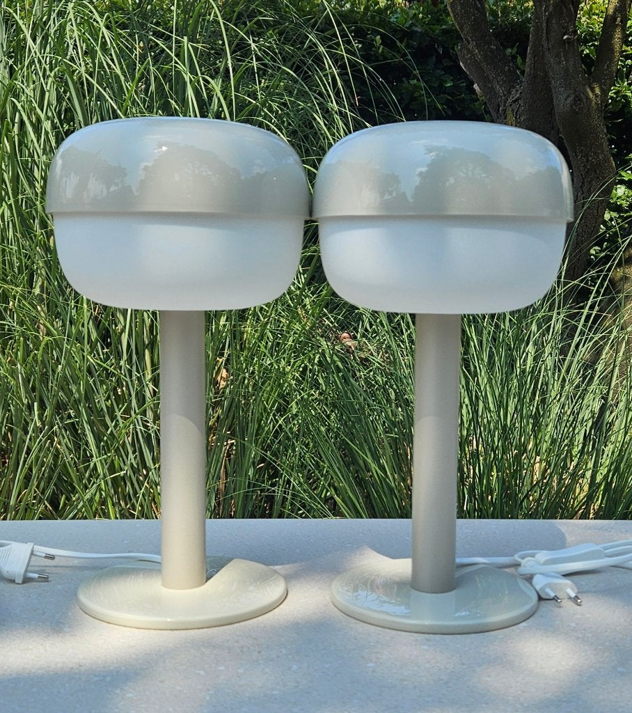 Set van 2 IKEA BLÅSVERK tafellampen – beige, Beige, Comme neuf, Synthétique, Enlèvement