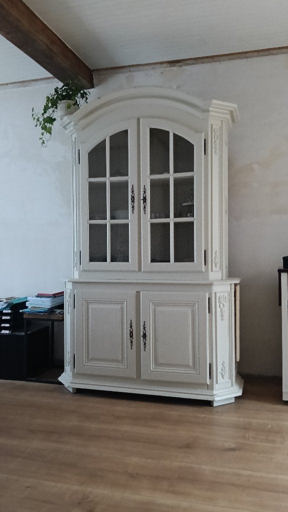 Geschilderde antieke kast, 200 cm of meer, 25 tot 50 cm, Ophalen, Antiek wit