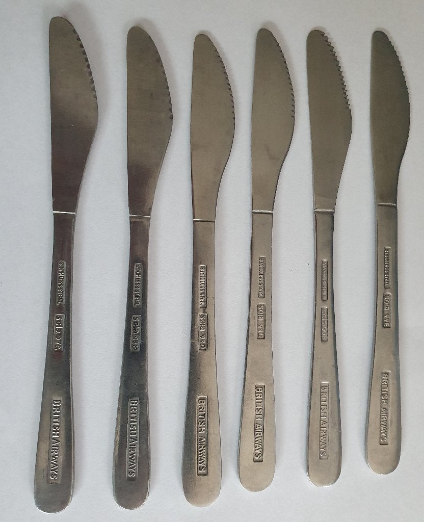 Vintage: 6 dessertmessen van British Airways merk Sola, Ophalen of Verzenden, Gebruikt