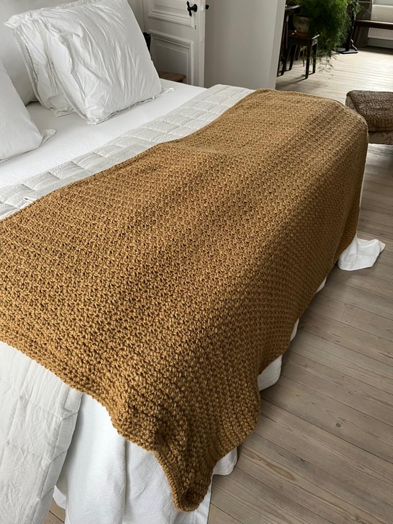 DEKEN WOONDEKEN PLAID SPREI MERINO WOL CAMEL, Ophalen of Verzenden, Nieuw