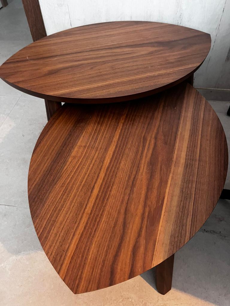 STOCKHOLM Bijzettafel, set van 2, walnootfineer, Ophalen, Minder dan 45 cm, Nieuw, 55 tot 75 cm