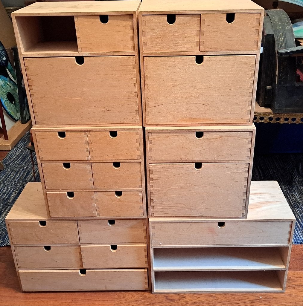 6 Mini-commodes boites en bois brut avec tiroirs, Moins de 25 cm, 5 tiroirs ou plus, Moins de 100 cm, Enlèvement