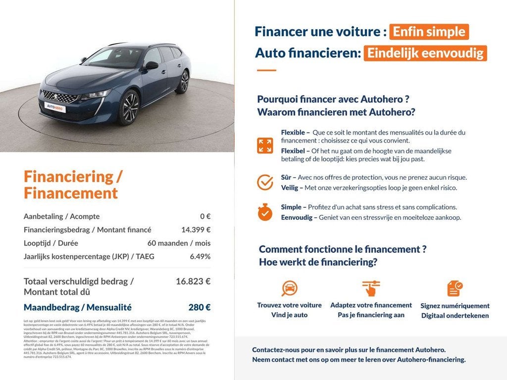 Peugeot 508 1.5 Blue-HDi GT Line (automatique), Achat, Euro 6, Détection des panneaux routiers, 1505 kg