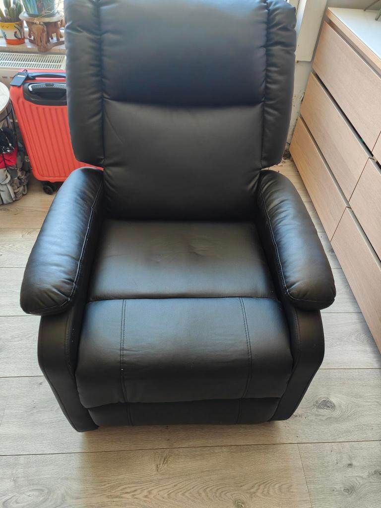 relaxzetel zwart similileer, Huis en Inrichting, Ophalen, Gebruikt, Stof, 75 tot 100 cm