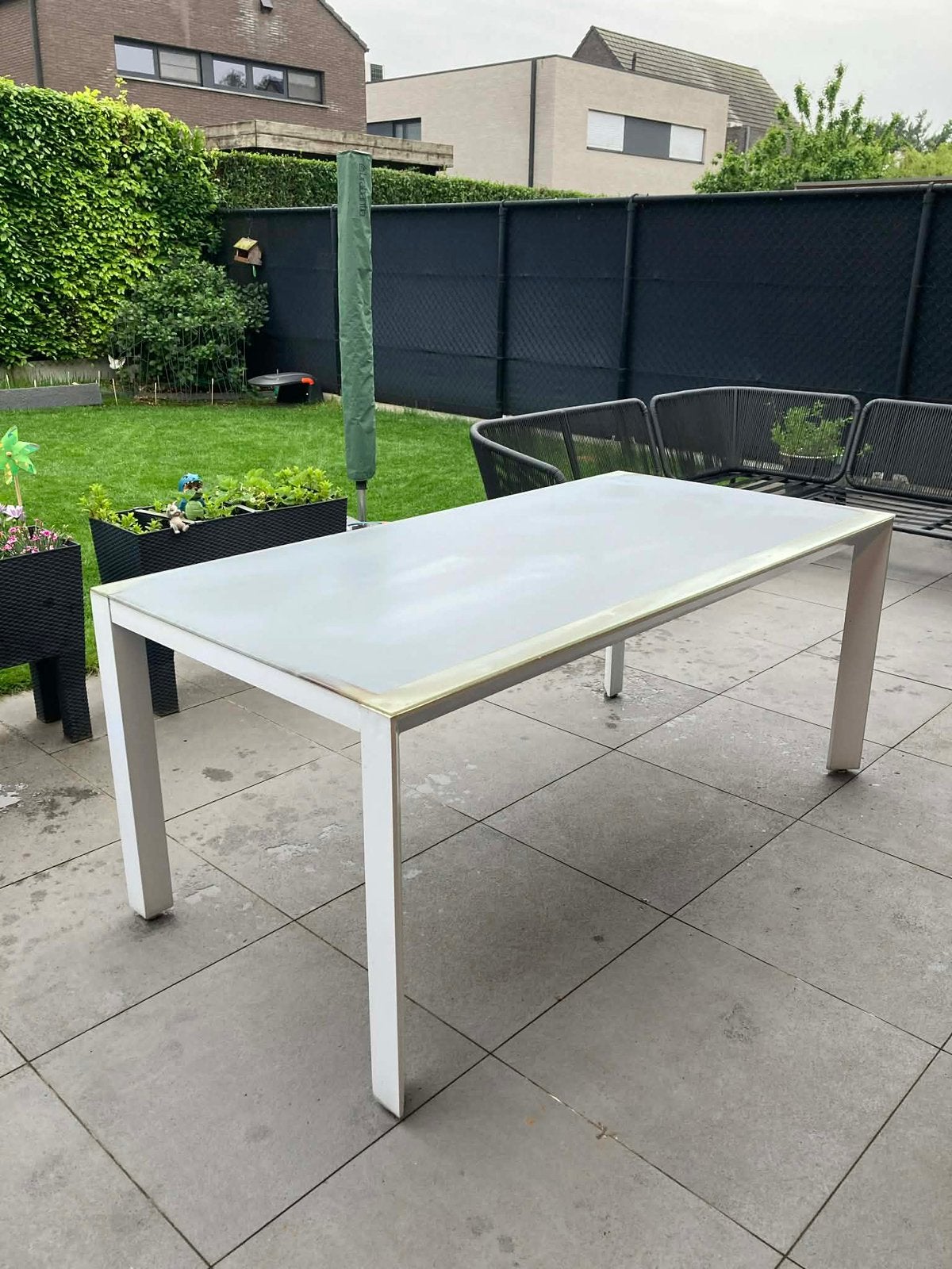 Tuintafel (glas afneembaar), Tuin en Terras, Ophalen, Gebruikt, Rechthoekig, Aluminium