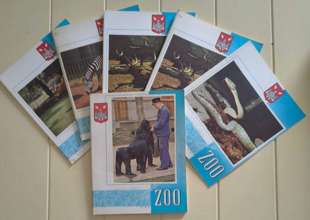 Vintage fardes Zoo Antwerpen – set van 6 – ruitjes, Hobby en Vrije tijd, Overige Hobby en Vrije tijd, Ophalen of Verzenden, Zo goed als nieuw