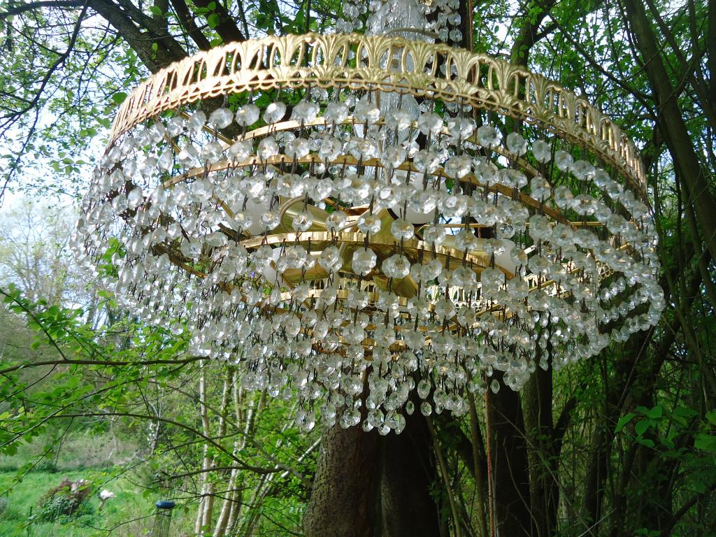 Lustre à pendeloques ancien, Enlèvement, Utilisé, Verre