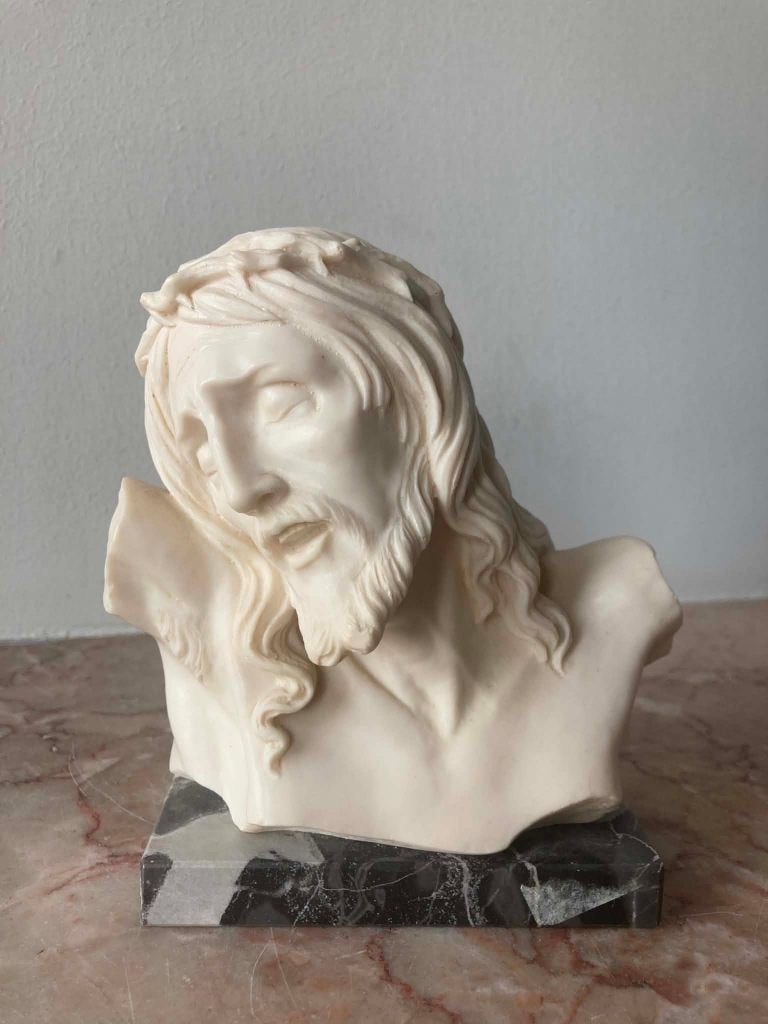 Buste Jezus aan het Kruis van A. Santini (15 cm), Ophalen of Verzenden