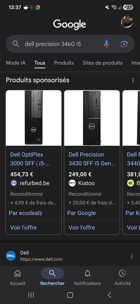 Pc dell presision 3460 i5 13400 16gb ddr5 nvidia t400 250gb, Ophalen
