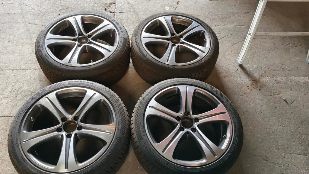 4 Winterbanden Continental op velg Mercedes Benz, Auto-onderdelen, Banden en Velgen, Ophalen, Winterbanden, Velg(en)