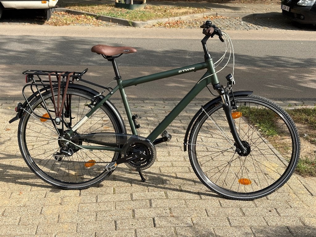 Fiets heren - Elops Hoprider 500, Fietsen en Brommers, Versnellingen, Zo goed als nieuw, Schijfrem, 53 tot 57 cm