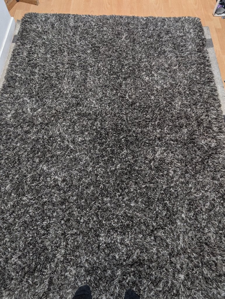 Wollen hoogpolig vloerkleed 130cm x230cm, Ophalen, Zwart, Gebruikt, 100 tot 150 cm
