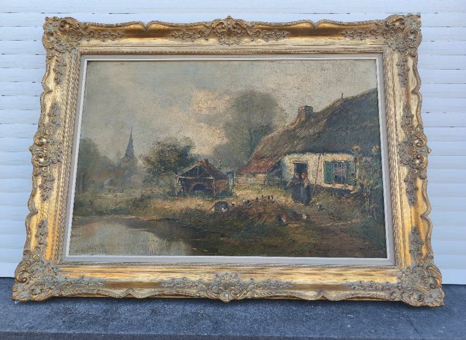 Huile sur toile signe Frans van diest, Enlèvement, Toile