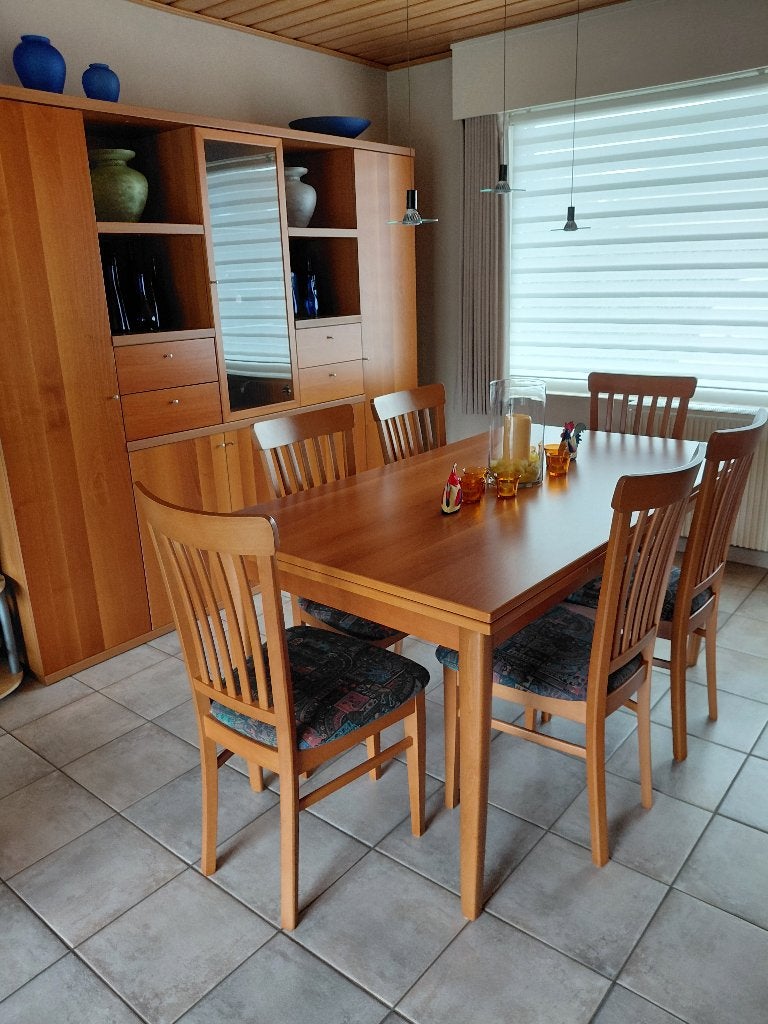 Tafel en stoelen, Huis en Inrichting, Tafels | Eettafels, Ophalen, Gebruikt, 50 tot 100 cm, Vijf personen of meer