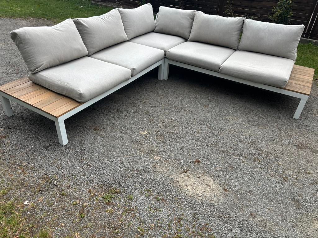 Loungeset aluminium wit met bijhorende kussens, Tuin en Terras, Tuinsets en Loungesets, Ophalen, Zo goed als nieuw, Aluminium