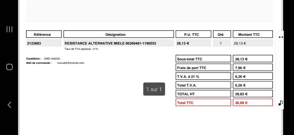 verwarmingselement miele voor wasmachine miel w1 classic, Elektronische apparatuur, Onderdelen en Toebehoren, Ophalen of Verzenden