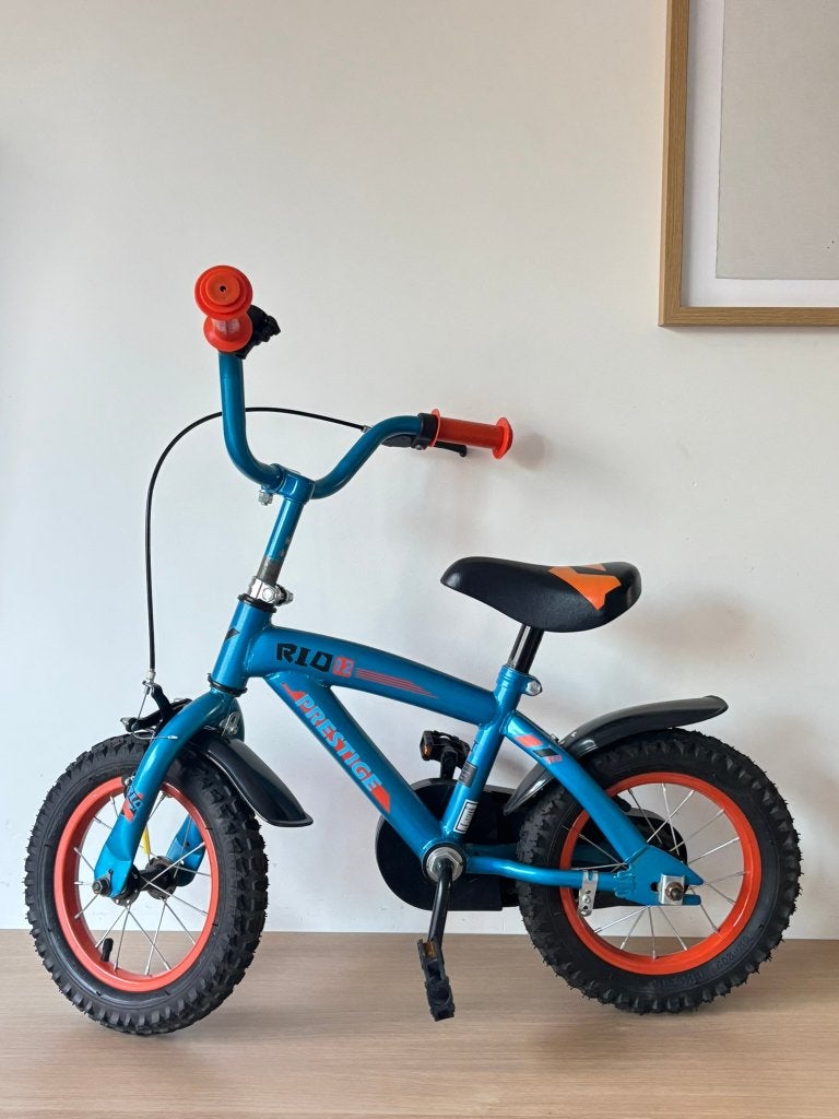 Prestige Rio B Kinderfiets 12 inch – Blauw/Oranje, Ophalen, Gebruikt