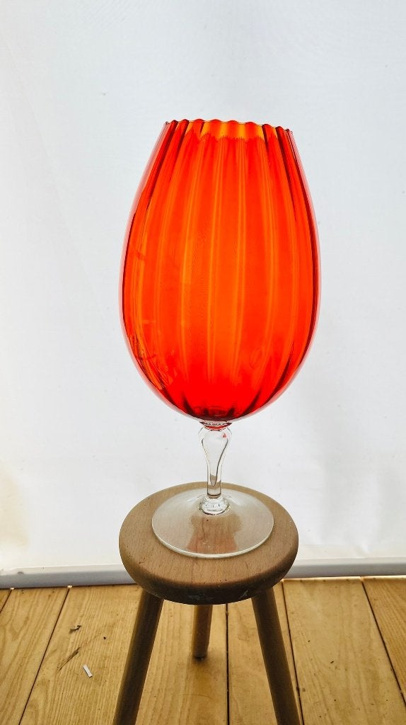 Grand vase Empoli en verre rouge orangé spectacle de lumière, Enlèvement
