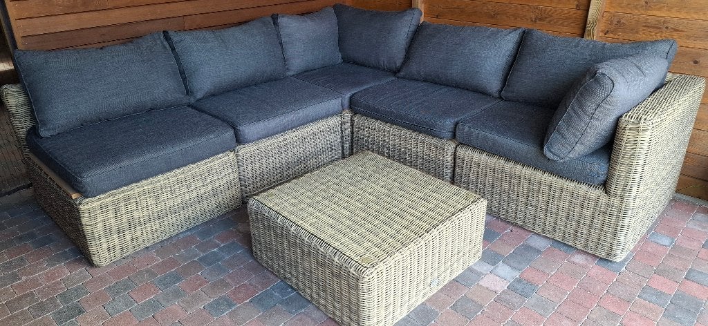 Lounge, Rotin, 5 places, Comme neuf, Enlèvement