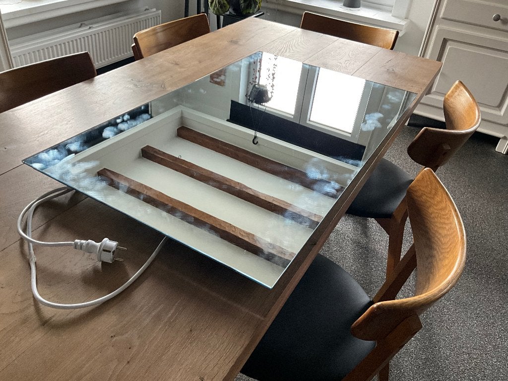 Spiegel met randverlichtng, Huis en Inrichting, Woonaccessoires | Spiegels, Ophalen, Nieuw, 50 tot 75 cm, 100 tot 150 cm