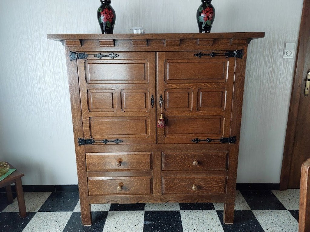 Barkast, Huis en Inrichting, Kasten | Buffetkasten, Ophalen, Zo goed als nieuw, Eikenhout, Met lade(s)