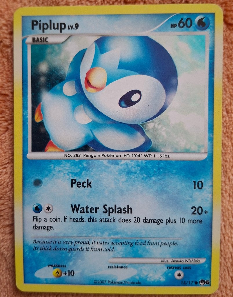Piplup 15 holo Pop series 6 Pokémon kaart te ruil, Enlèvement ou Envoi, Comme neuf, Plusieurs cartes, Foil