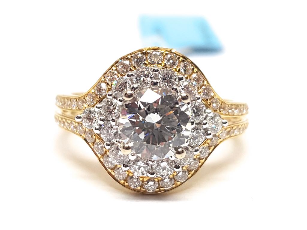 Diamant Solitaire Ring 2.10ct., Bijoux, Sacs & Beauté, Bagues, Neuf, Or, 17 à 18, Jaune