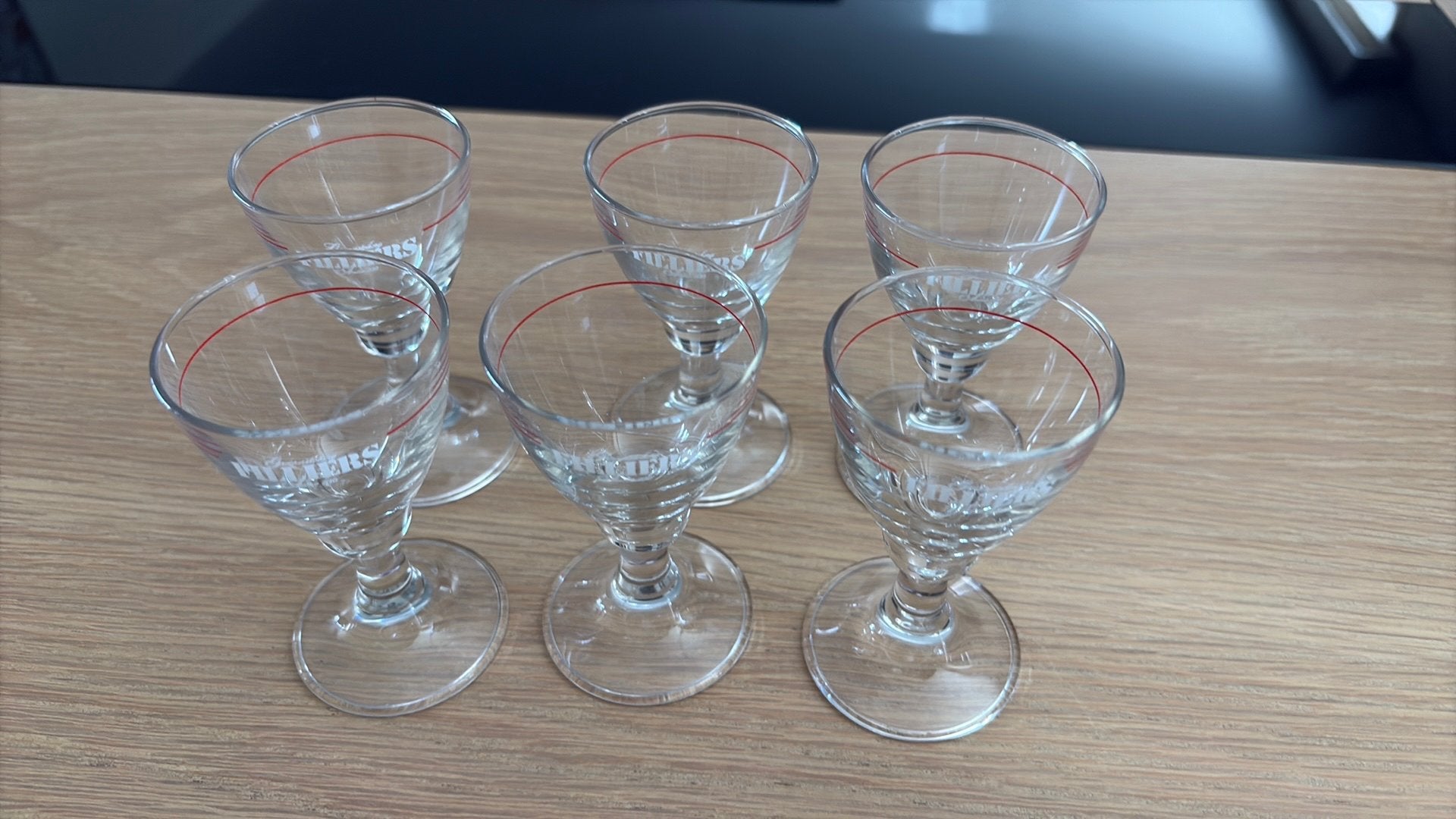 6 glaasjes filliers, Verzamelen, Ophalen, Gebruikt, Borrel- of Shotglas