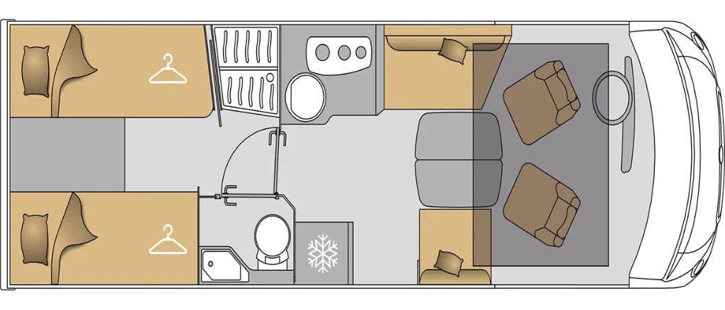 Mooveo (Pilote) INT-74 EBF | Twin + hefbed - Solar - Lithium, Caravans en Kamperen, Pilote, Bedrijf, Diesel, 7 tot 8 meter