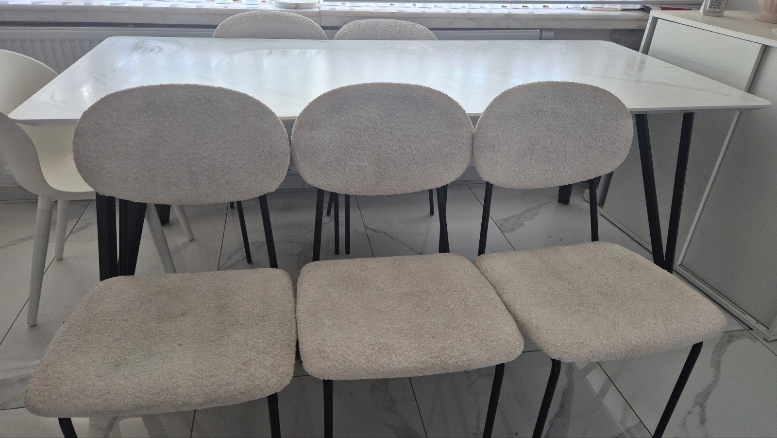 6 bouclette-stoelen om je op te frissen, Ophalen, Gebruikt