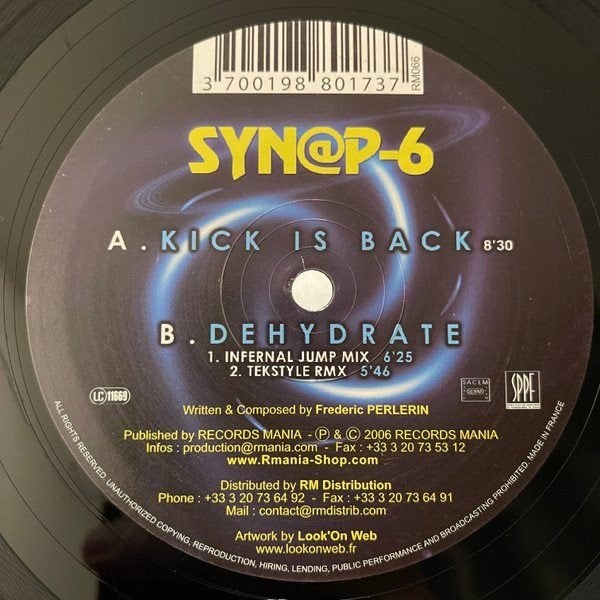 Synap-6 - Kick Is Back, Ophalen of Verzenden, 12 inch, House