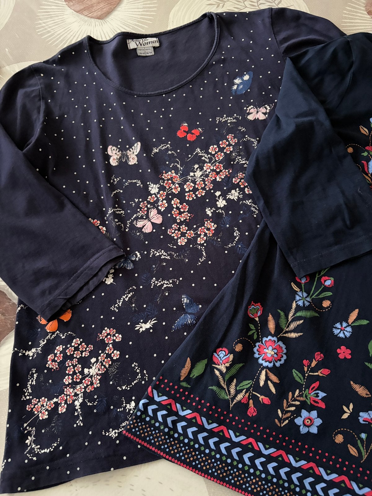 Lot de 2 t-shirts / tops manches 3/4 Atlas For Women T38/40, Enlèvement ou Envoi, Comme neuf, Bleu